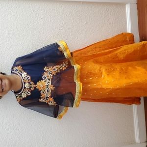 Partywear designer chanderi silk kids salwar/gown